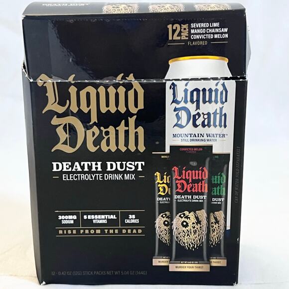 Liquid Death Death Dust Lot of 5 Electrolyte Drink Mix 60 Stick Lime Mango Melon - Picture 3 of 5